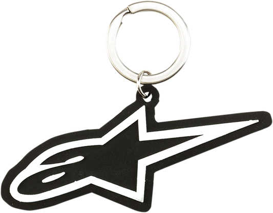 Black Alpinestars Key Fob from Bill's Exhausts, featuring protective gear branding and durable material.