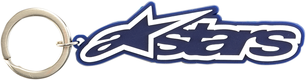 Alpinestars Blaze blue and white key fob with protective gear branding and logo, designed for key organization and style.