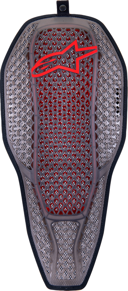 Alpinestars Nucleon Flex Proi full back protection insert in transparent smoke and red, medium size, for motorcycle protective gear.