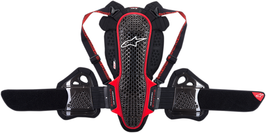 Alpinestars Nucleon KR-3 back protector in black and red, small size, protective gear designed for motorcycle safety.