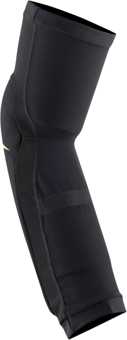 Alpinestars Paragon Plus Knee and Shin Guards in black and acid yellow, XS size, protective gear for motocross or riding safety.