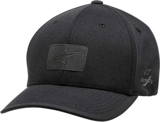 Black Alpinstars Tempo Hat in Small/Medium size, featuring a protective gear design and logo for motocross or riding safety.