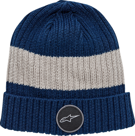Alpinestars Ward Beanie in blue and gray, protective gear, one size, designed for warmth and comfort.