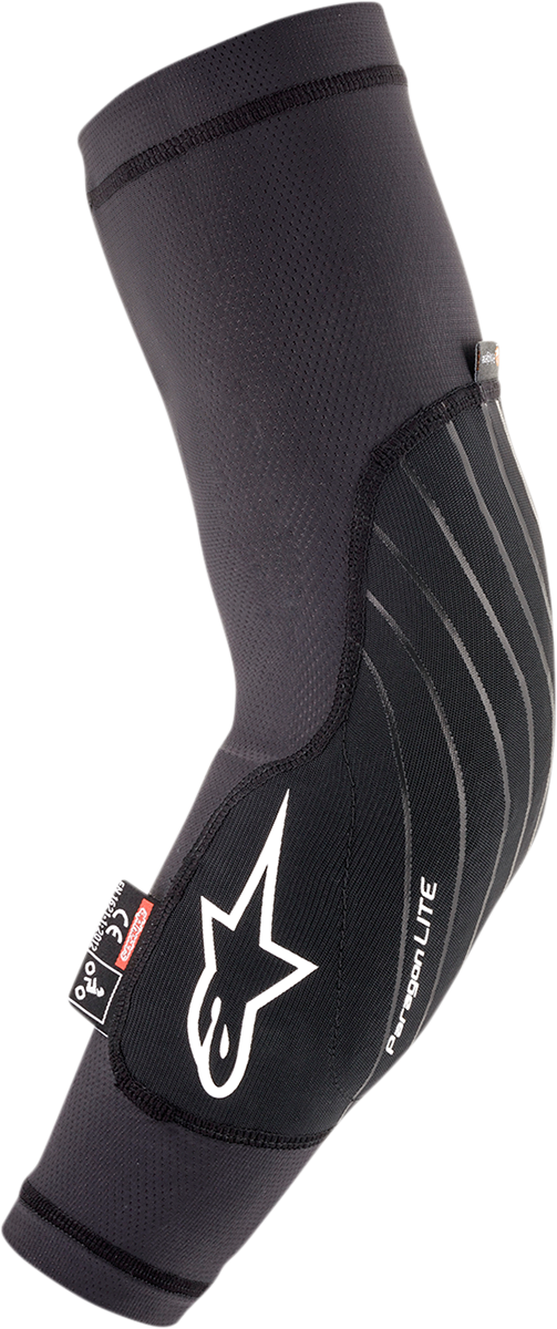 Alpinestars Youth Paragon Lite Elbow Guards in black, L/XL size, protective gear designed for youth riding safety.