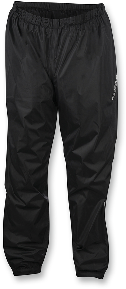 Alpinestars Hurricane rain pants in black, small size, waterproof rainsuit designed for outdoor protection.