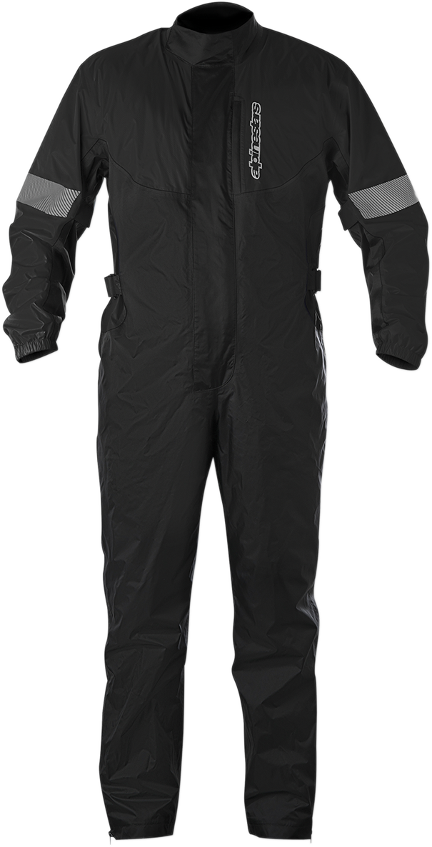 Alpinestars Hurricane Rainsuit in black, 3XL, waterproof jacket and pants set for riding or outdoor activities.