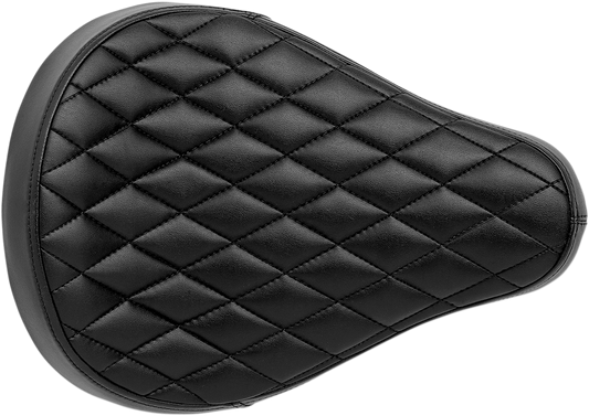 Black Biltwell Midline Seat with Diamond stitching, designed for motorcycle seats, showcasing its sleek, padded design.