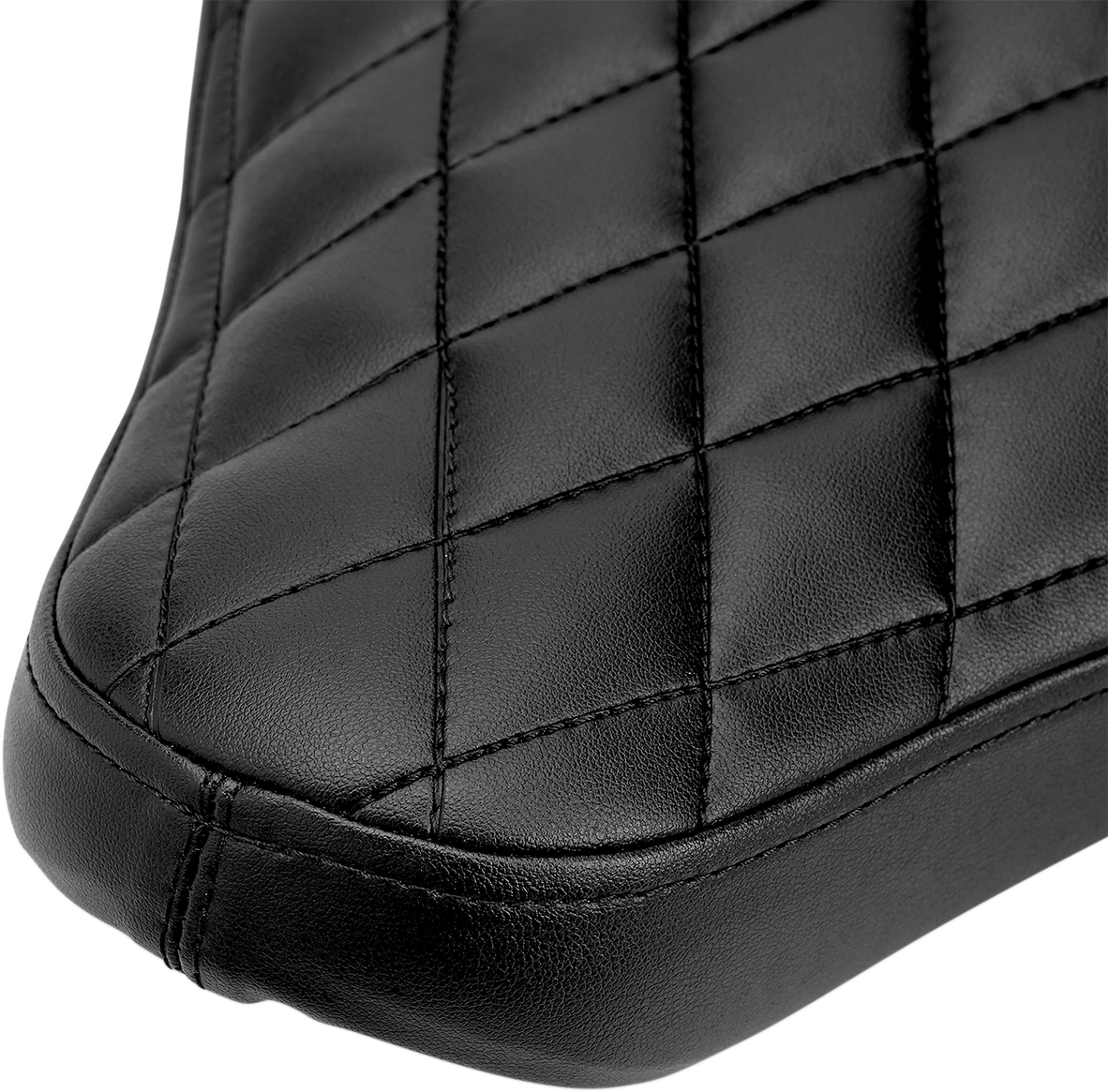Black Biltwell Midline Seat with diamond pattern, designed for motorcycle seats, showcasing the stylish and comfortable design.