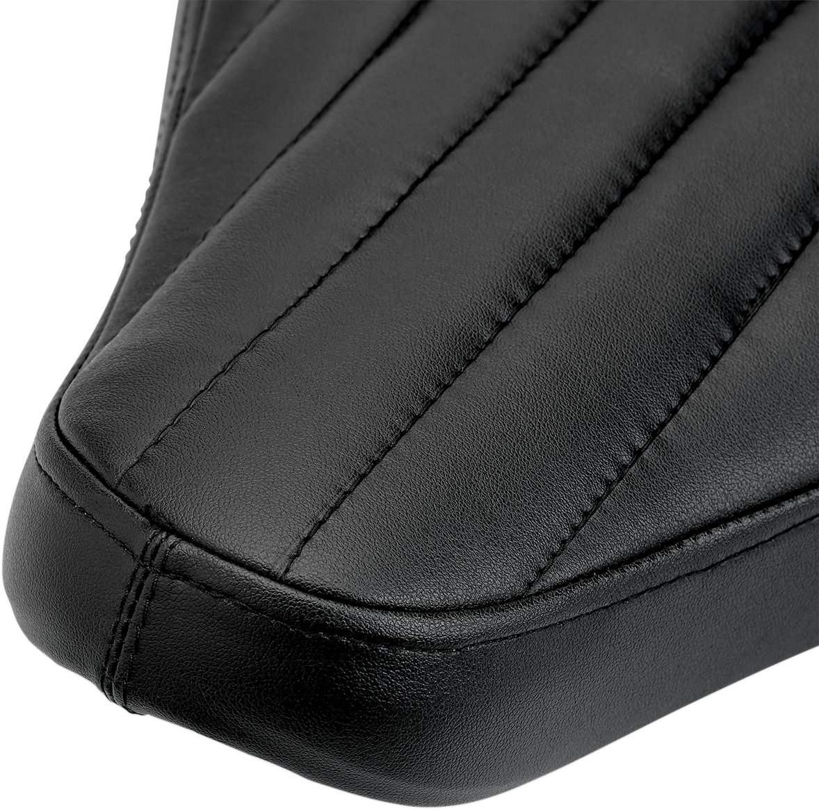 Black Biltwell Midline Seat with tuck and roll design, motorcycle seat for comfortable riding, by Bill's Exhausts.