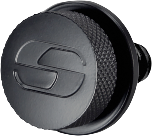 Black SADDLEMEN 1-1/4-inch-20 seat knob for motorcycle seats, designed by Bill's Exhausts.