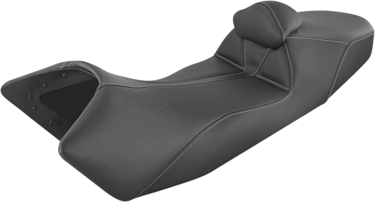 Black SADDLEMEN Adventure Tour Seat with lumbar backrest for KTM 2013-2019, designed for comfort and durability.