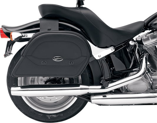 Bill's Exhausts SADDLEMEN Cruis'n Slant Saddlebag large seat for motorcycle, black, with sleek design and spacious storage.