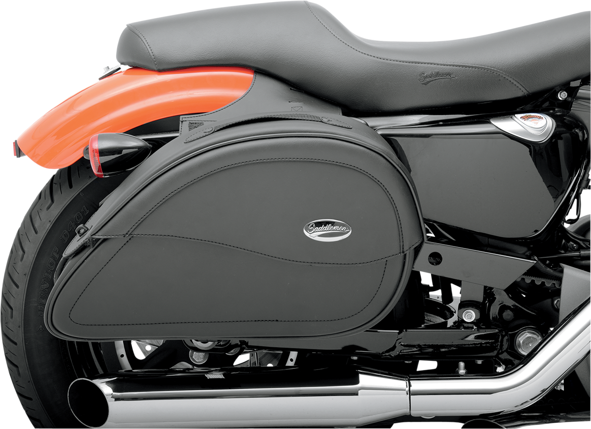 Large SADDLEMEN Cruis'n Teardrop Saddlebag by Bill's Exhausts, designed for motorcycle seats with a sleek teardrop shape.