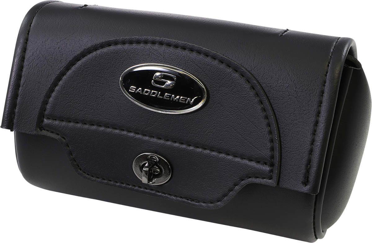 Medium SADDLEMEN Cruis'n Tool Bag mounted on motorcycle seat, designed for easy access and durability by Bill's Exhausts.