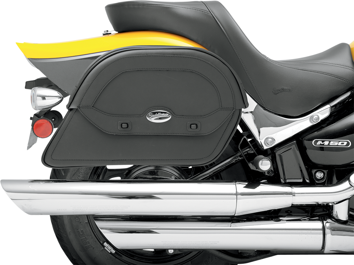 Bill's Exhausts Custom Fit Cruis'n Saddlebag seat designed for large saddlebag on motorcycle, durable and comfortable.