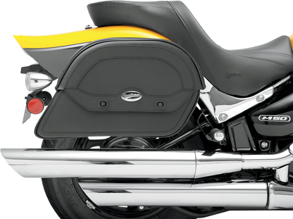 Bill's Exhausts Custom Fit Cruis'n Saddlebag seat designed for large saddlebag on motorcycle, durable and comfortable.