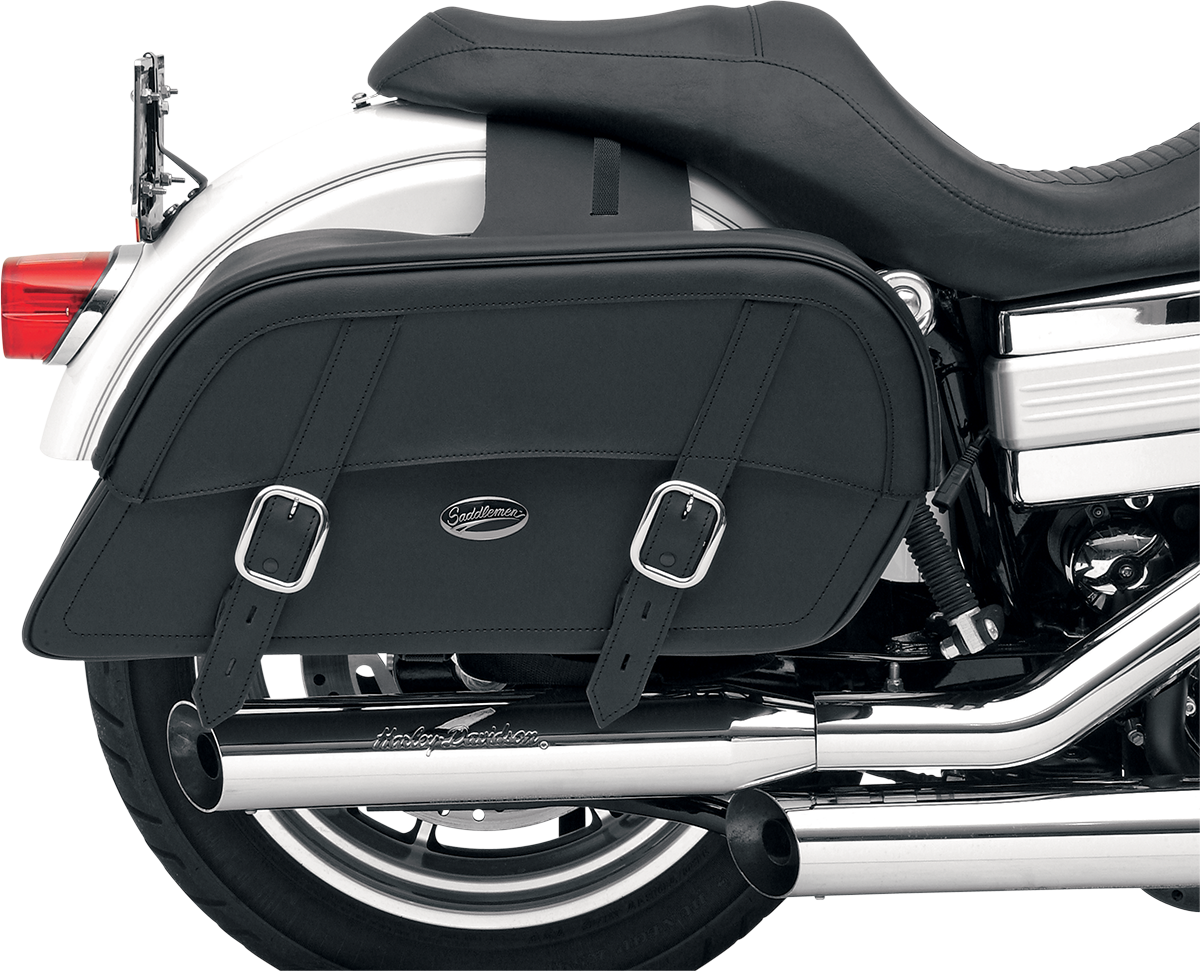Bill's Exhausts SADDLEMEN Drifter Slant Saddlebags - Extra Jumbo saddlebag for motorcycle seats, black with secure mounting straps.