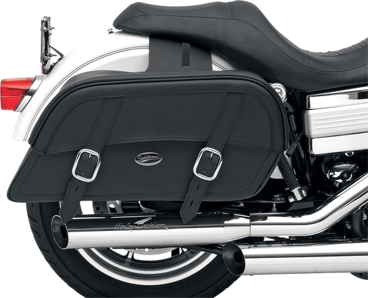 Bill's Exhausts SADDLEMEN Drifter Slant Saddlebags - Extra Jumbo saddlebag for motorcycle seats, black with secure mounting straps.