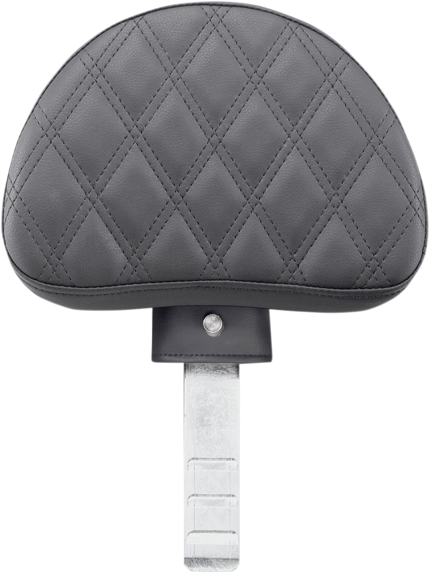 Black SADDLEMEN Driver's Backrest with lattice stitching, designed for motorcycle seats, providing added comfort and support.