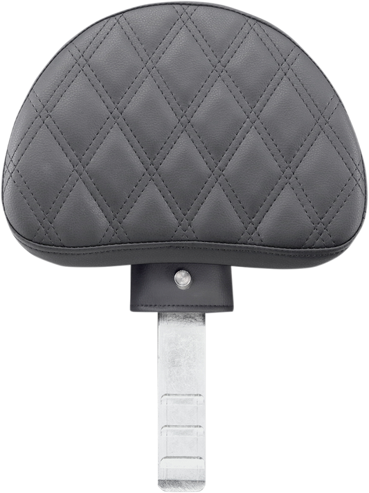 Black SADDLEMEN Driver's Backrest with lattice stitching, designed for motorcycle seats, providing added comfort and support.