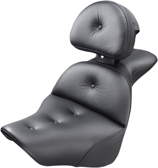 Bill's Exhausts Saddlemen Explorer Road Sofa Seat with backrest for motorcycle, featuring comfortable padded seat and supportive backrest