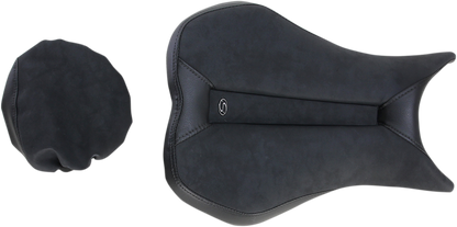Bill's Exhausts Gel Channel Sport Seat in black, a comfortable motorcycle seat with gel cushioning for enhanced ride support.