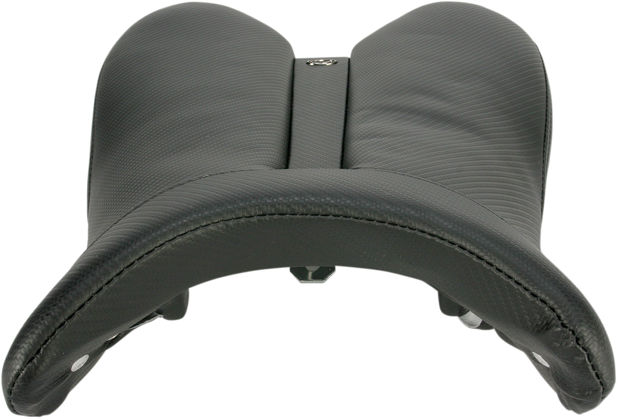 Black SADDLEMEN Gel Channel Track Carbon Fiber Sport Seat for R6 motorcycle, featuring sleek design and premium construction.