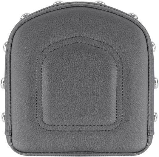 Studded Gravestone Saddlemen seat pad for motorcycle, featuring black leather with decorative studs, designed for comfort and style.