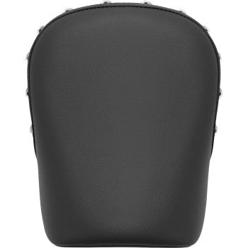 Studded SADDLEMEN Pillion Pad XL seat for motorcycles, designed for model years 2004-2022, with detailed studded leather surface.