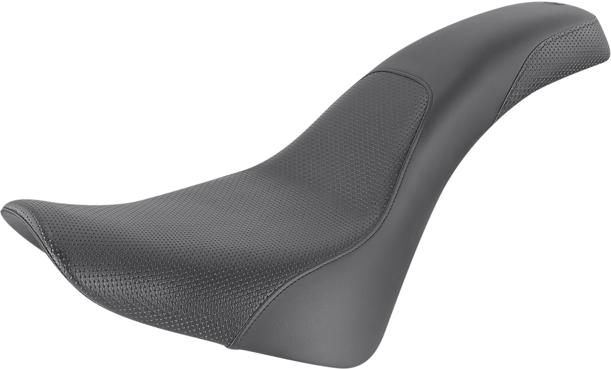 Bill's Exhausts SADDLEMEN Profiler Basket-weave Seat in black for Softail motorcycles, featuring a comfortable seat design.