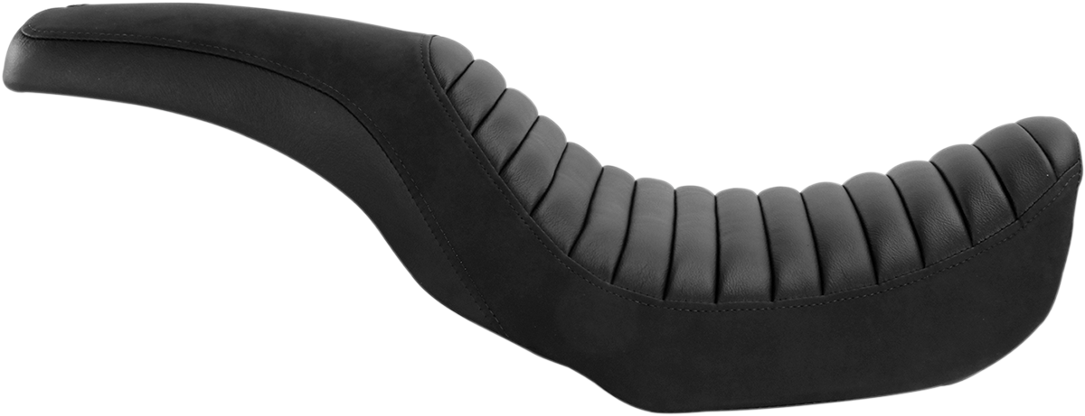 Black Saddlemens Profiler Tuck-n-Roll seat for Dyna motorcycles 2006-2017, featuring a classic seat design and premium upholstery.