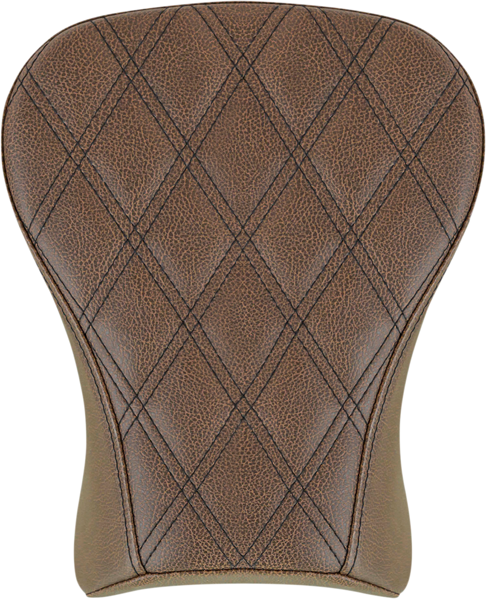 Brown SADDLEMEN Renegade Pillion Pad for Touring bikes, lattice-stitched seat accessory compatible with FLSB and FXLR 2018-2023
