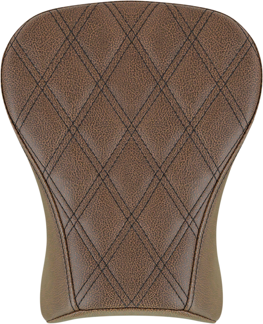 Brown SADDLEMEN Renegade Pillion Pad for Touring bikes, lattice-stitched seat accessory compatible with FLSB and FXLR 2018-2023