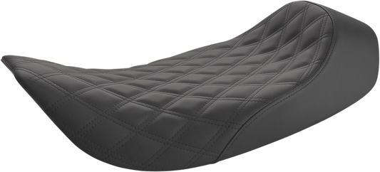 Black SADDLEMEN Renegade Solo Seat with lattice stitching for motorcycles, featuring a sleek and comfortable design.