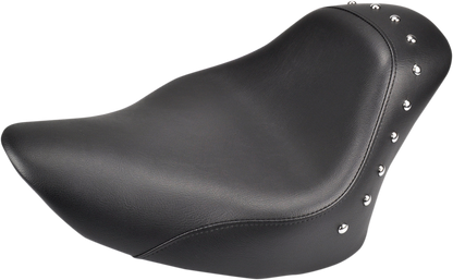 Bill's Exhausts SADDLEMEN Renegade Studded Seat for motorcycle, featuring black leather with silver stud accents