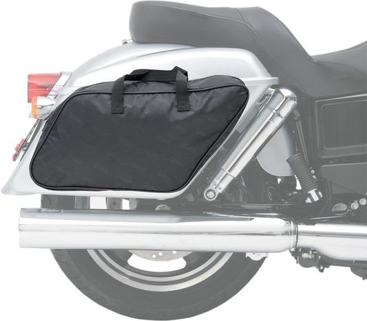 Bill's Exhausts Saddlemen saddlebag liner for FLD 3501-0759, designed for motorcycle seats and saddlebag storage capacity.