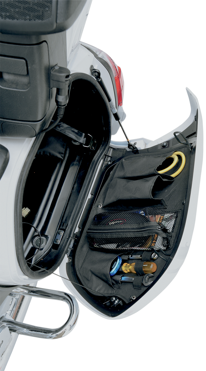Bill's Exhausts Saddlemen Saddlebag Organizer for seats, featuring durable construction and multiple compartments for storage.