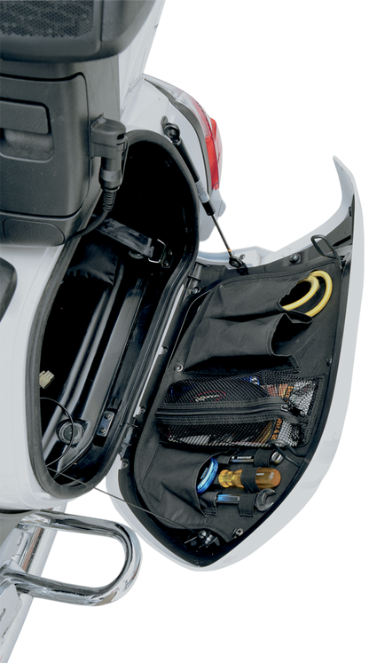 Bill's Exhausts Saddlemen Saddlebag Organizer for seats, featuring durable construction and multiple compartments for storage.