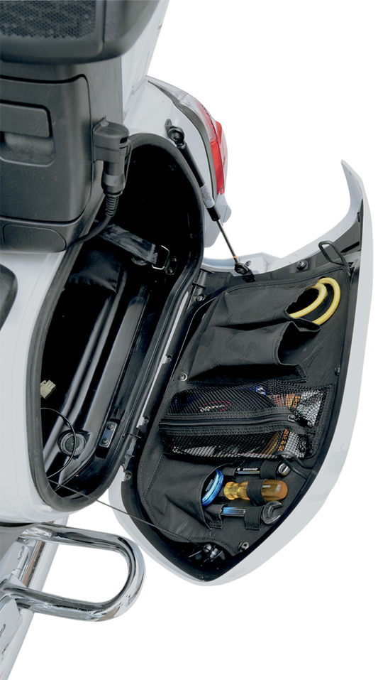 Bill's Exhausts Saddlemen Saddlebag Organizer for seats, featuring durable construction and multiple compartments for storage.