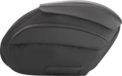 Bill's Exhausts Saddlebags for M8 Softail, saddlebag seats with durable leather and secure mounting for Harley-Davidson motorcycles.