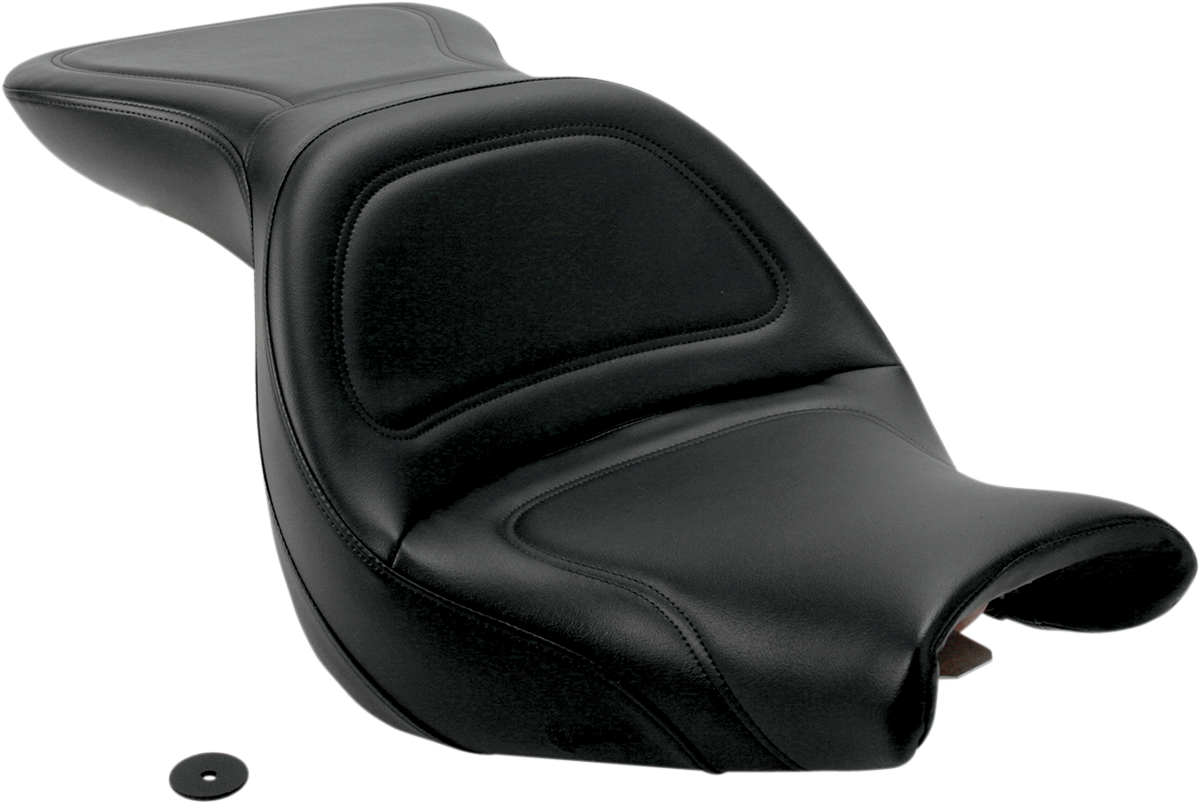 Black SADDLEMEN Explorer seat without backrest, stitched design, for V750 Aero motorcycle, by Bill's Exhausts