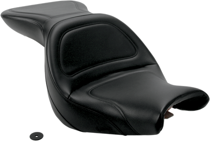 Black SADDLEMEN Explorer seat without backrest, stitched design, for V750 Aero motorcycle, by Bill's Exhausts