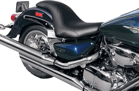 Black Saddlemen Profiler motorcycle seat for C90, smooth design, featuring a sleek, cushioned surface for comfortable riding.