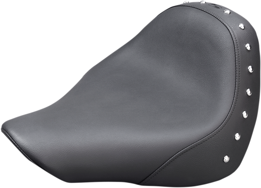 Black SADDLEMEN Renegade Solo motorcycle seat with studded design, designed for comfort and style.