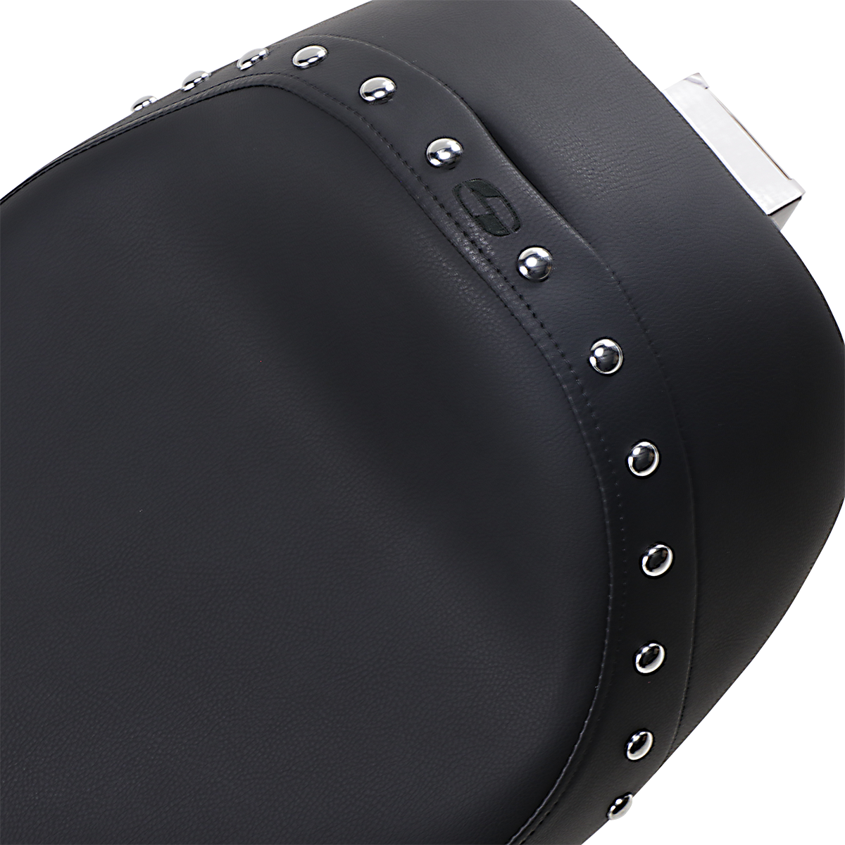 Black Studded SADDLEMEN Renegade Solo motorcycle seat with sleek design and detailed stud accents, designed for comfort and style.
