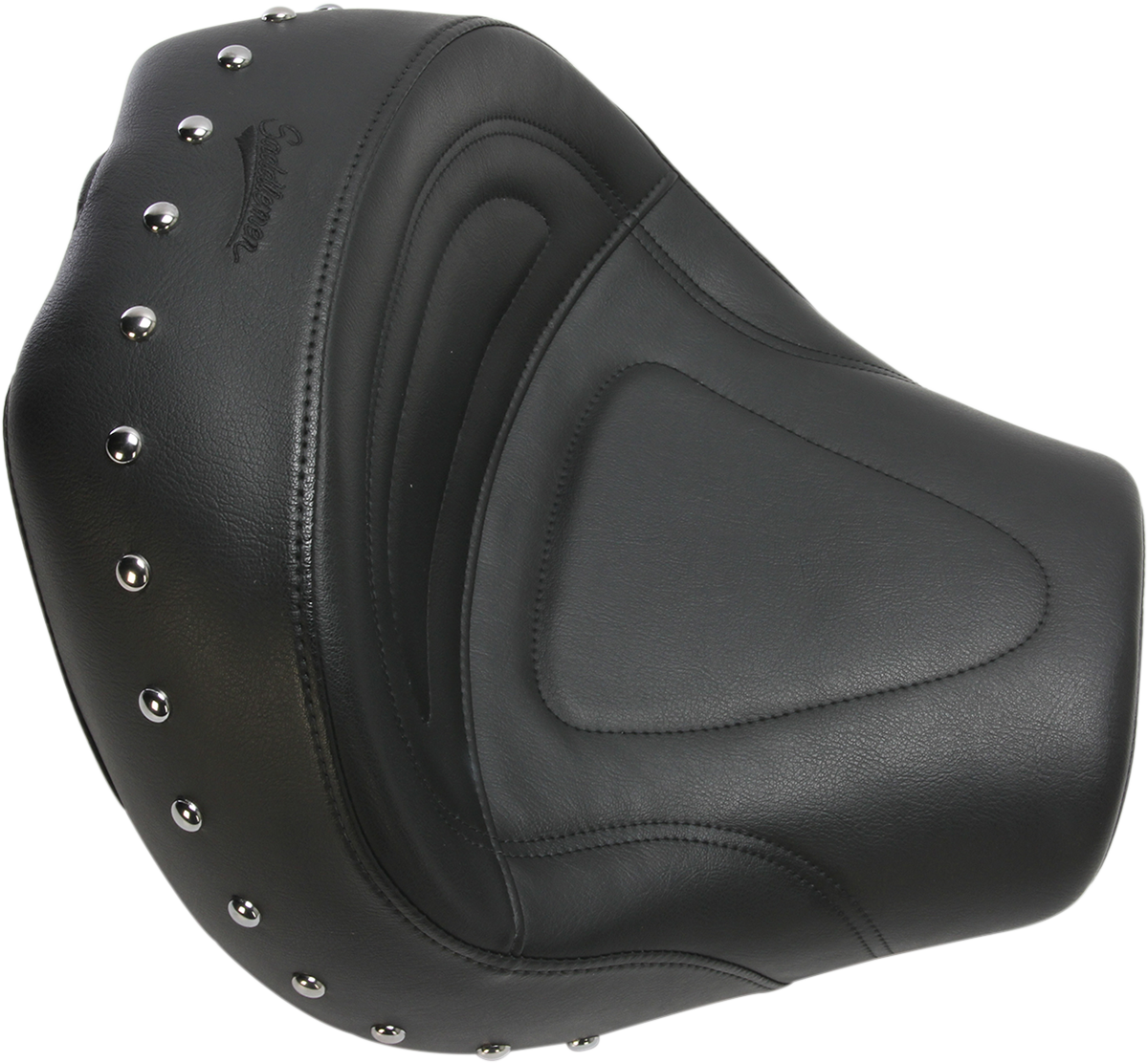 Bill's Exhausts studded Solo Seat for XVS1600 motorcycle, featuring a comfortable design and premium leather finish.