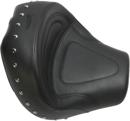 Bill's Exhausts studded Solo Seat for XVS1600 motorcycle, featuring a comfortable design and premium leather finish.