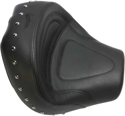 Bill's Exhausts studded Solo Seat for XVS1600 motorcycle, featuring a comfortable design and premium leather finish.