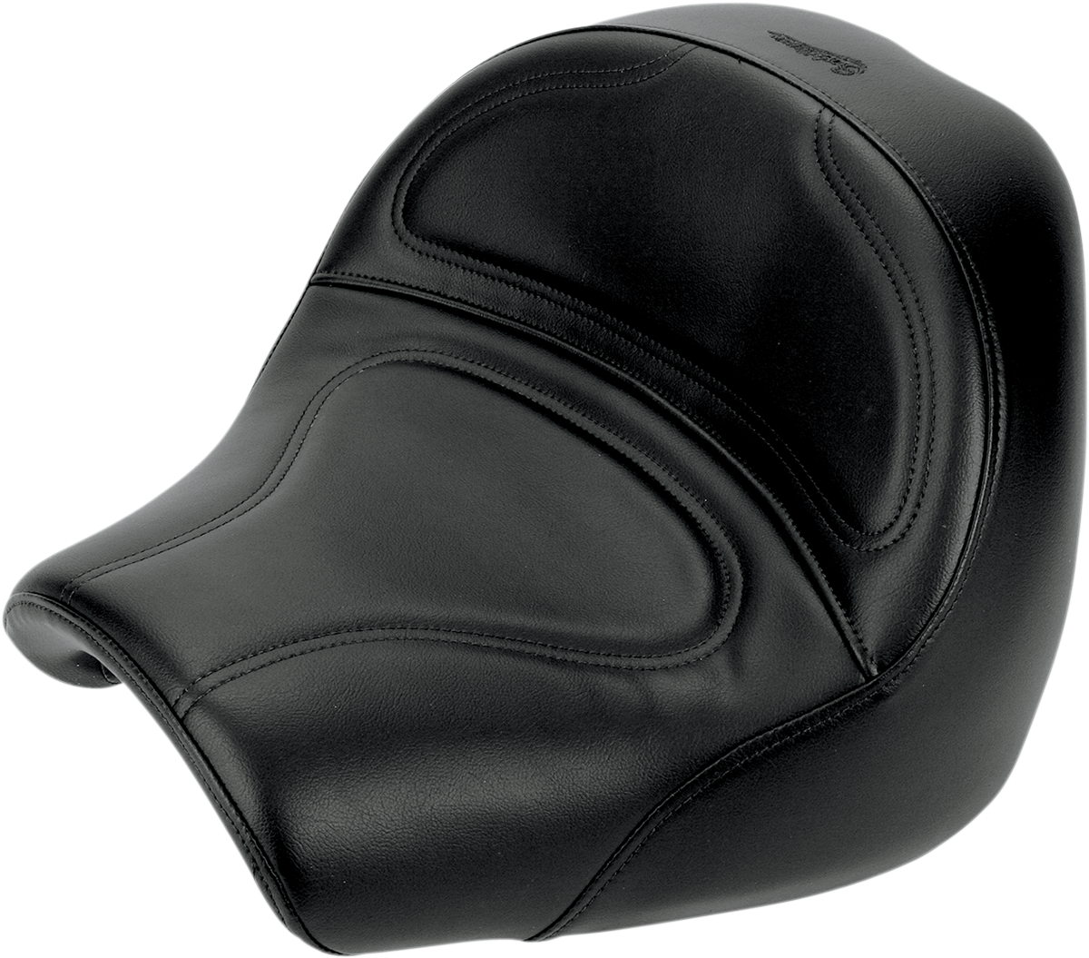 Bill's Exhausts Solo Seat for Yamaha XVS1600 motorcycle, black leather saddle with sleek, streamlined design.