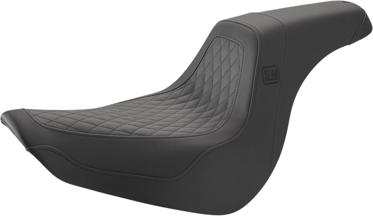 Black SADDLEMEN Speed Merchant Pro Series motorcycle seat for FXLR and FLSB models from 2018 to 2023, by Bill's Exhausts.